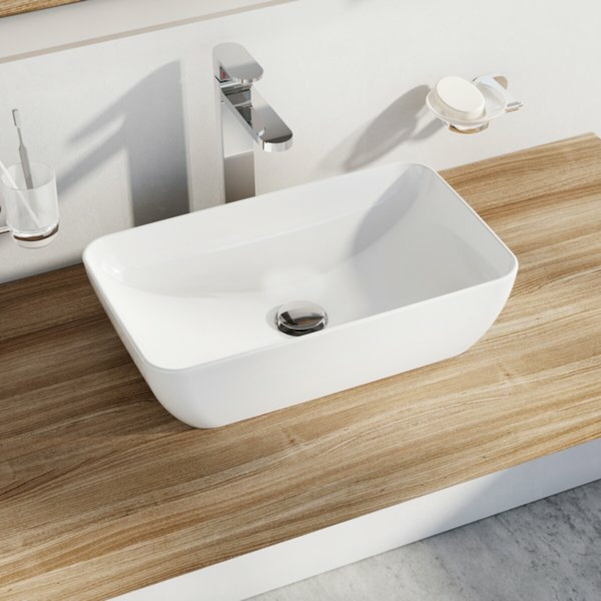 UNISLIMR500 Ravak Uni 50 x 31 cm pravokotni nadpultni keramični umivalnik
