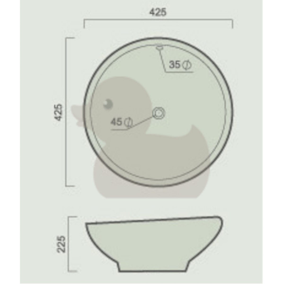 VA4242BP Glacera Vallone 42 x 42 cm okrogli nadpultni umivalnik