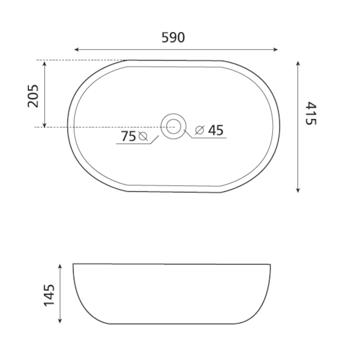VA594114 Glacera Vallone 59 x 41 cm ovalni nadpultni umivalnik