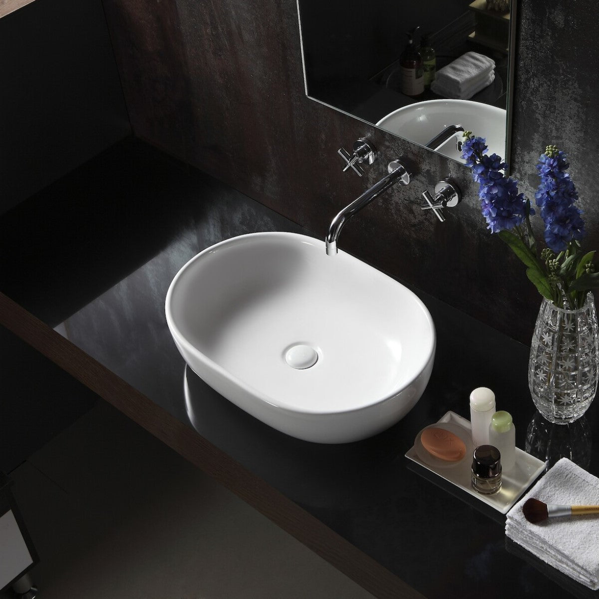 VA594114 Glacera Vallone 59 x 41 cm ovalni nadpultni umivalnik
