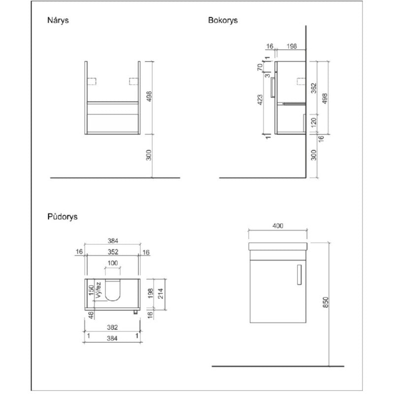 VARIO240BIBL Naturel Vario Dekor 40 x 22 cm umivalnik z omarico