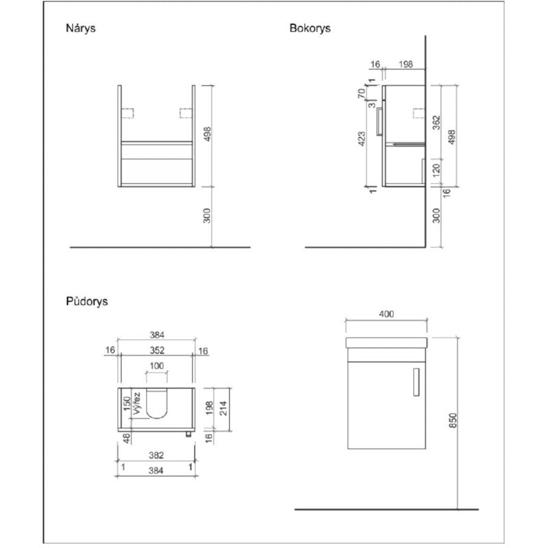 VARIO240BIDB Naturel Vario Dekor 40 x 22 cm umivalnik z omarico
