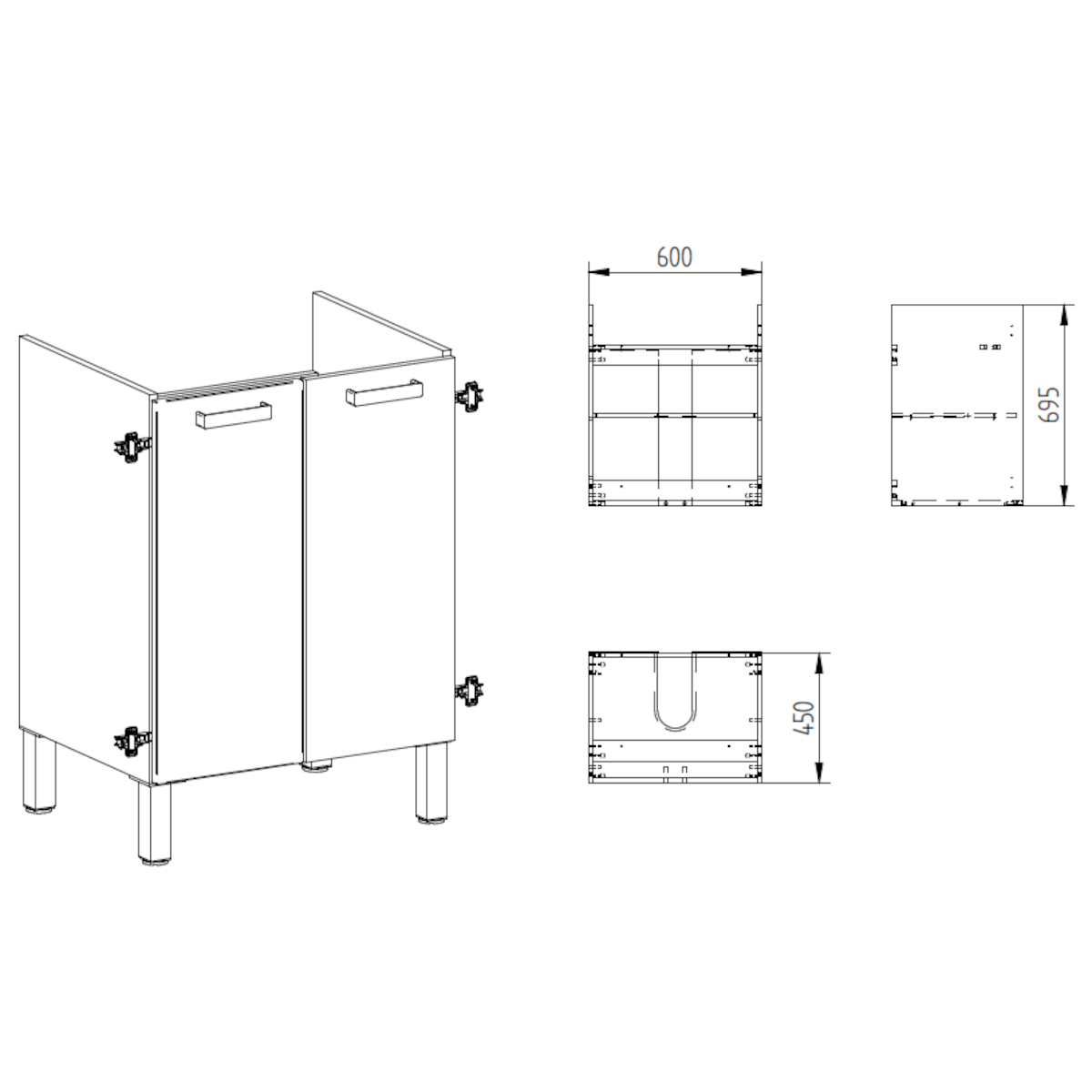 VARIO65DBDB Naturel Vario 65 x 48,5 cm umivalnik z omarico