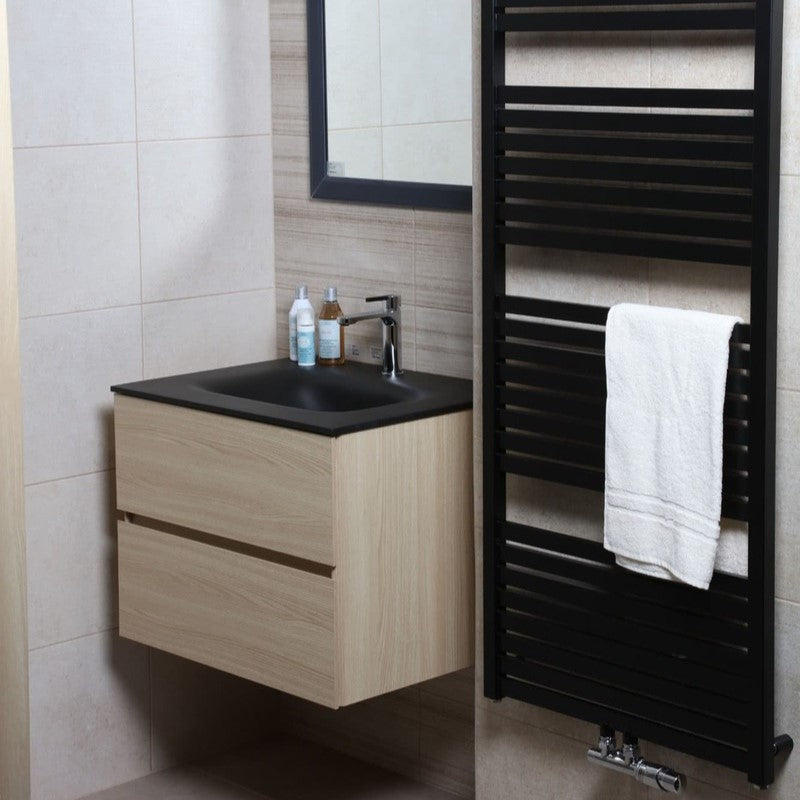 VE8653CM Naturel Verona 86 x 52,7 cm vgradni umivalnik iz litega marmorja črni z odprtino za armaturo