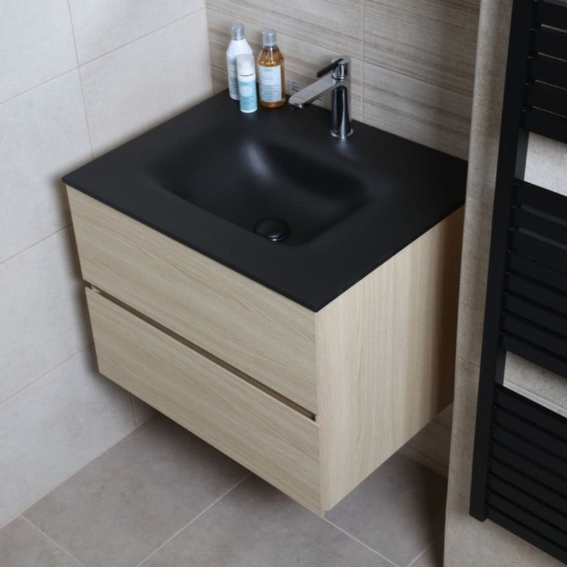 VE6653CM Naturel Verona 66 x 52,7 cm vgradni umivalnik iz litega marmorja črni z odprtino za armaturo