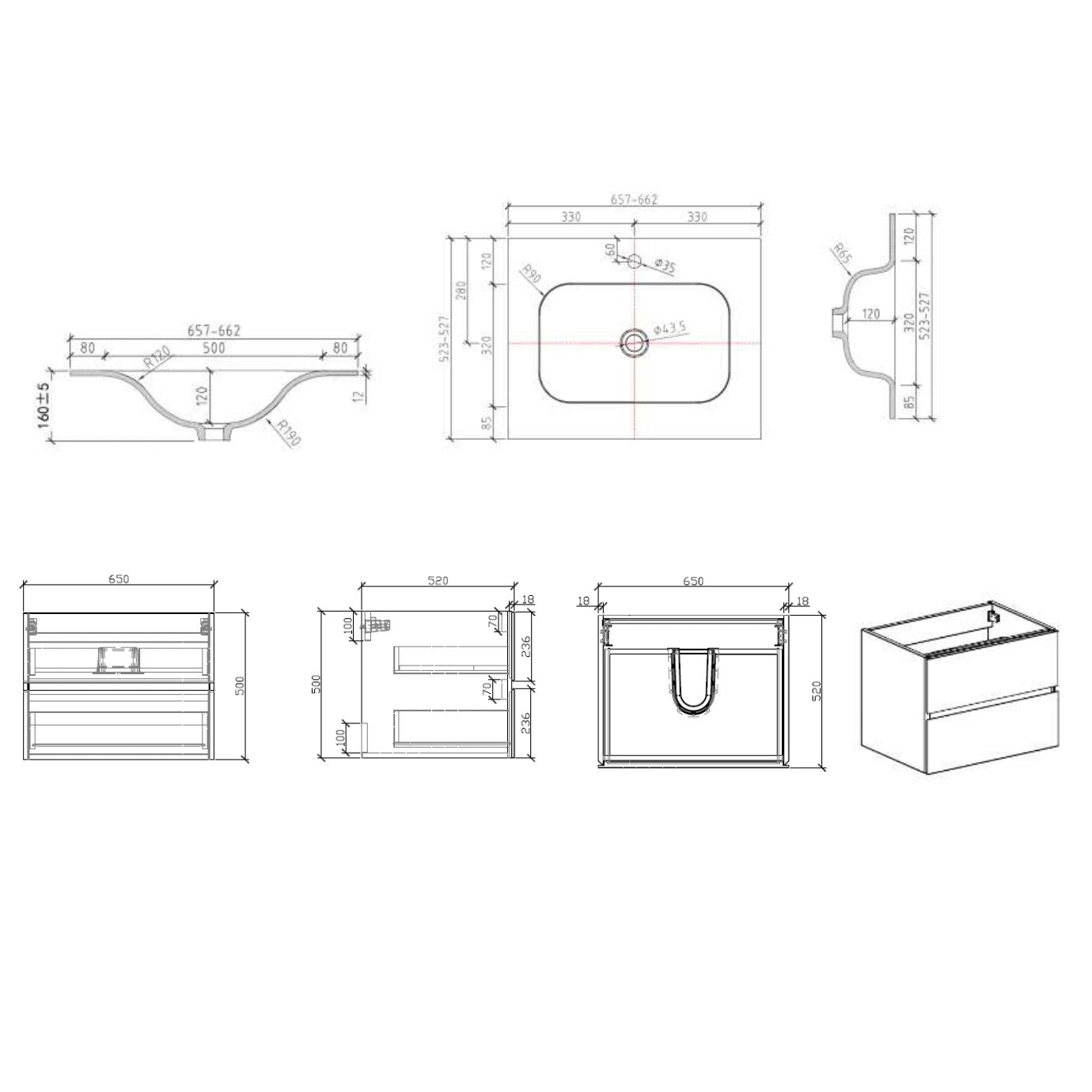 VERONA66CMBM Naturel Verona 66 x 52 cm umivalnik z omarico
