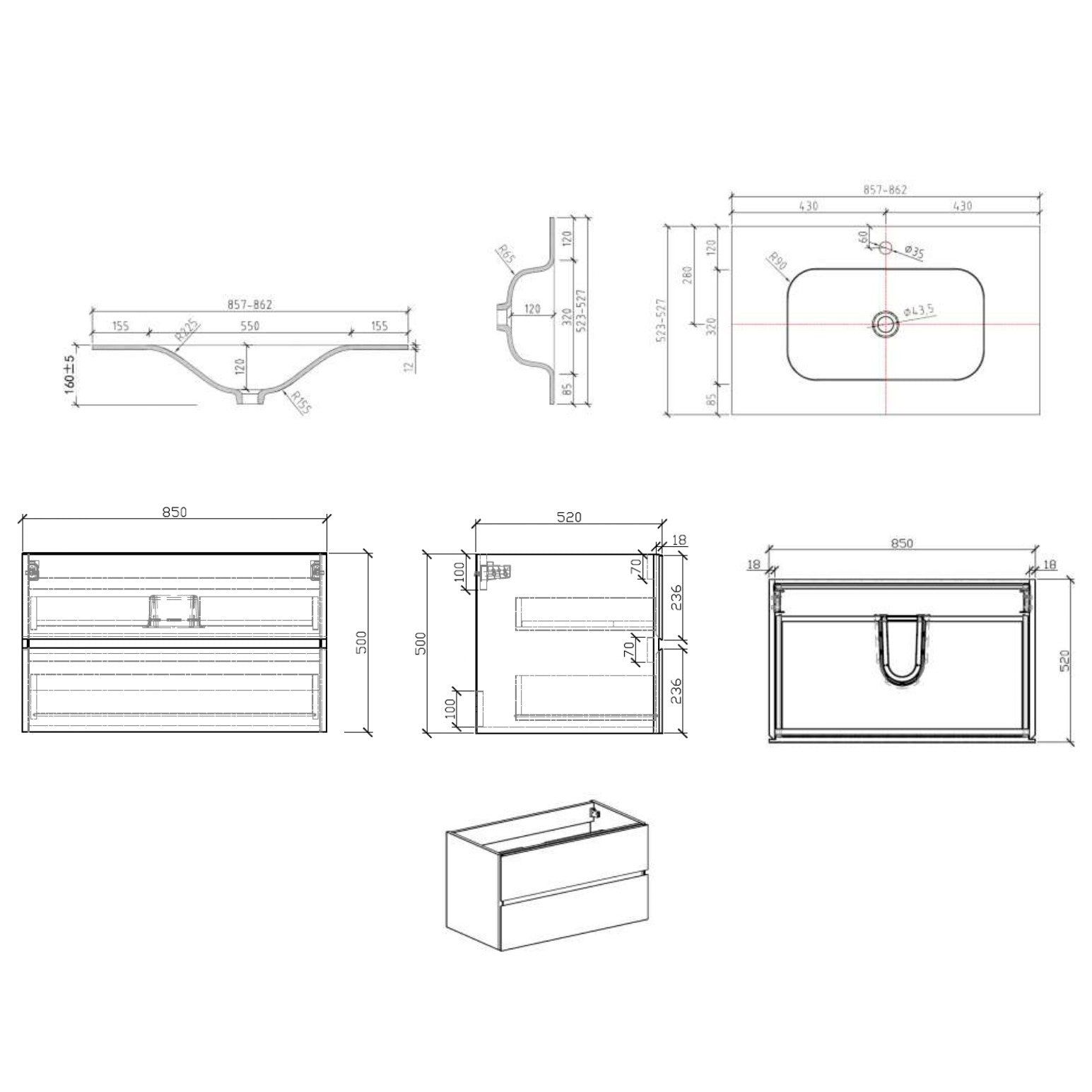 VERONA86CMBM Naturel Verona 86 x 52 cm umivalnik z omarico
