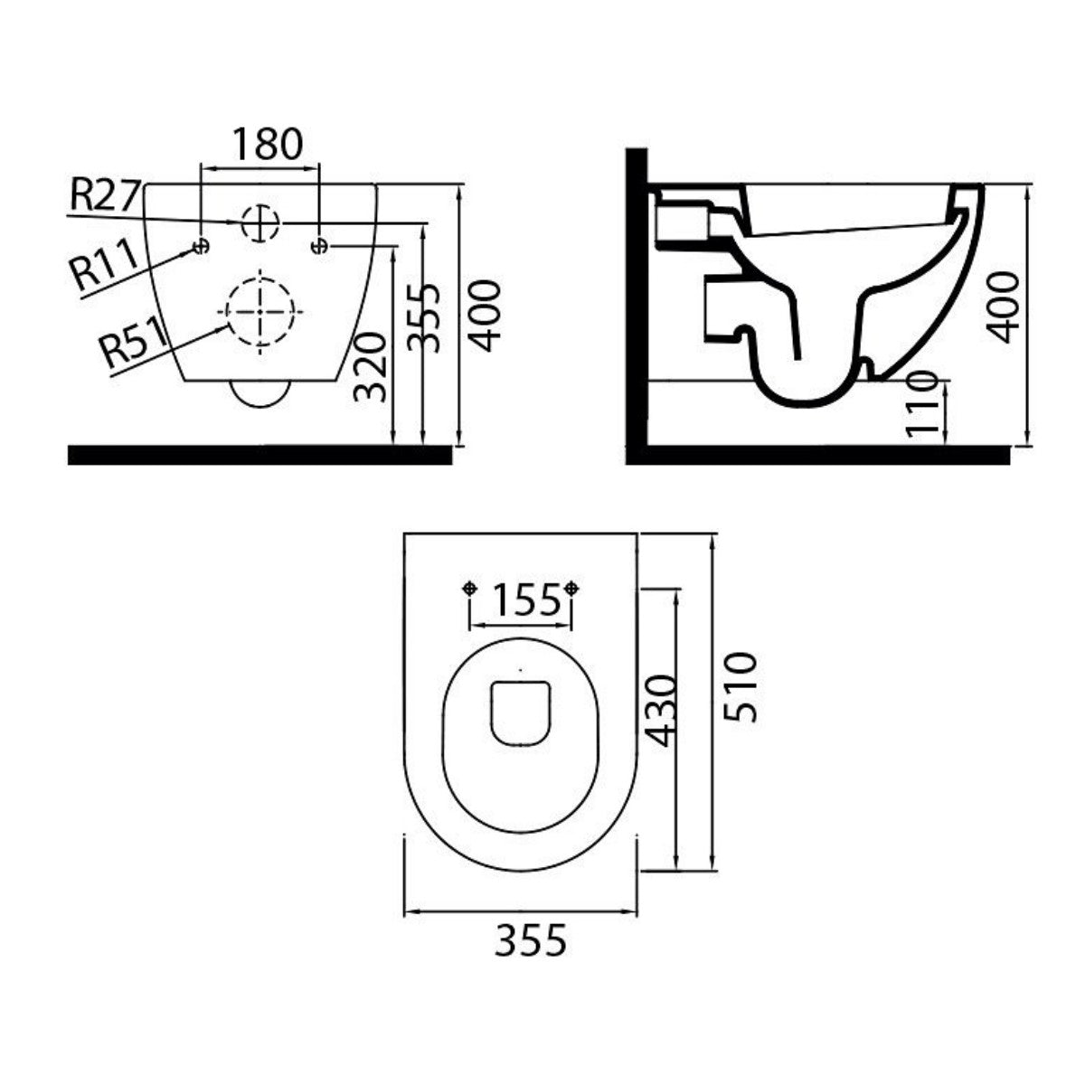 X01516 Ravak Uni Chrome viseča WC školjka