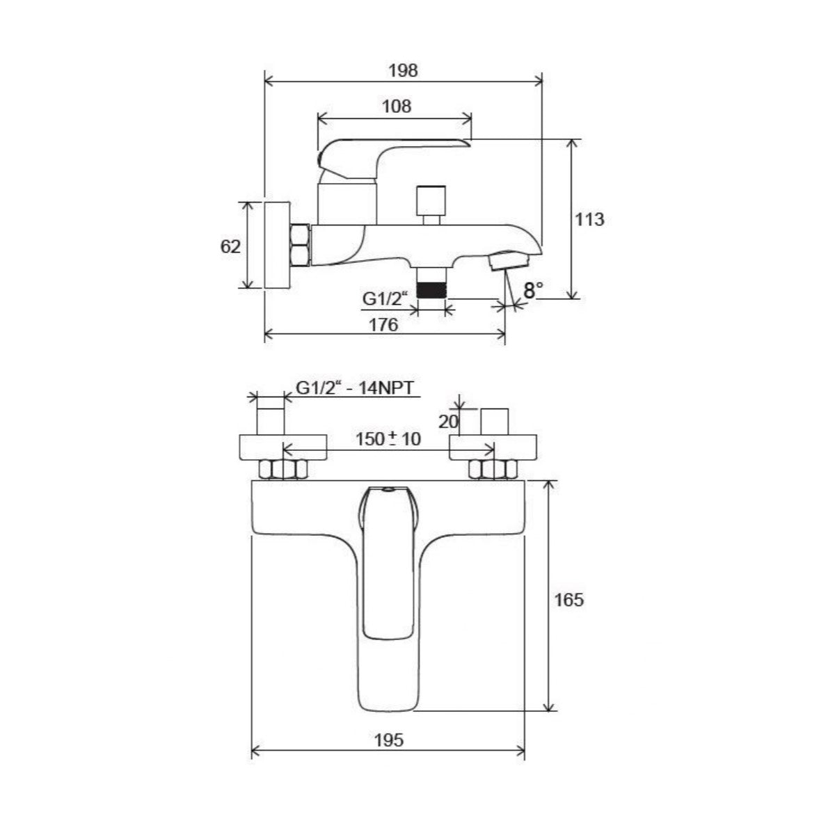 X070119 Ravak Flat stenska armatura za kad