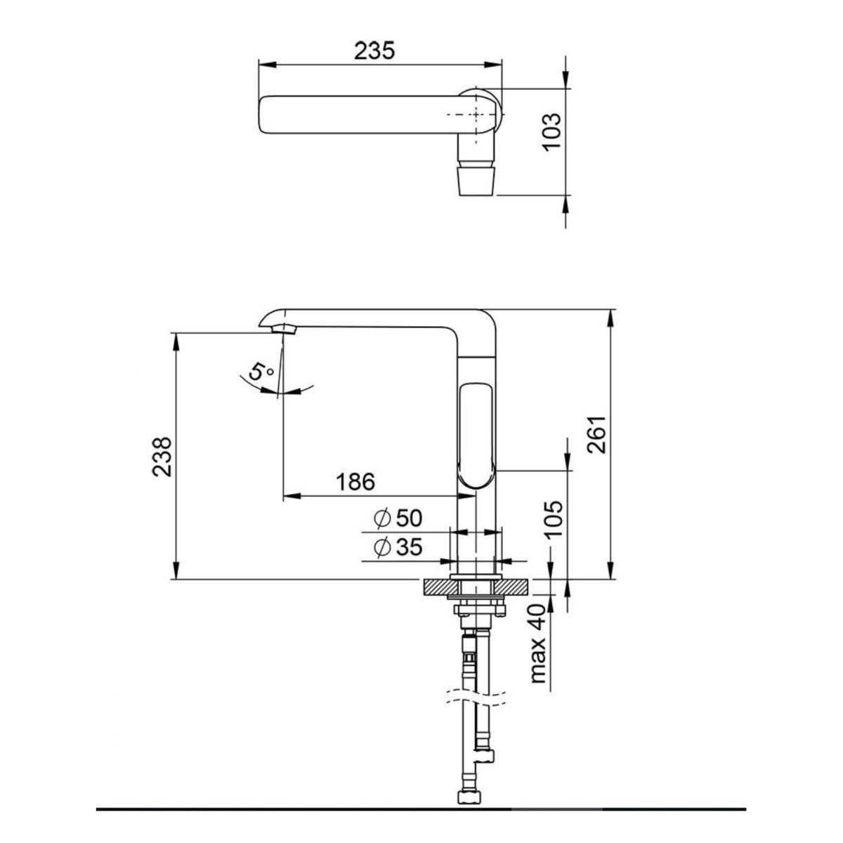 X070125 Ravak Flat vrtljiva kuhinjska armatura