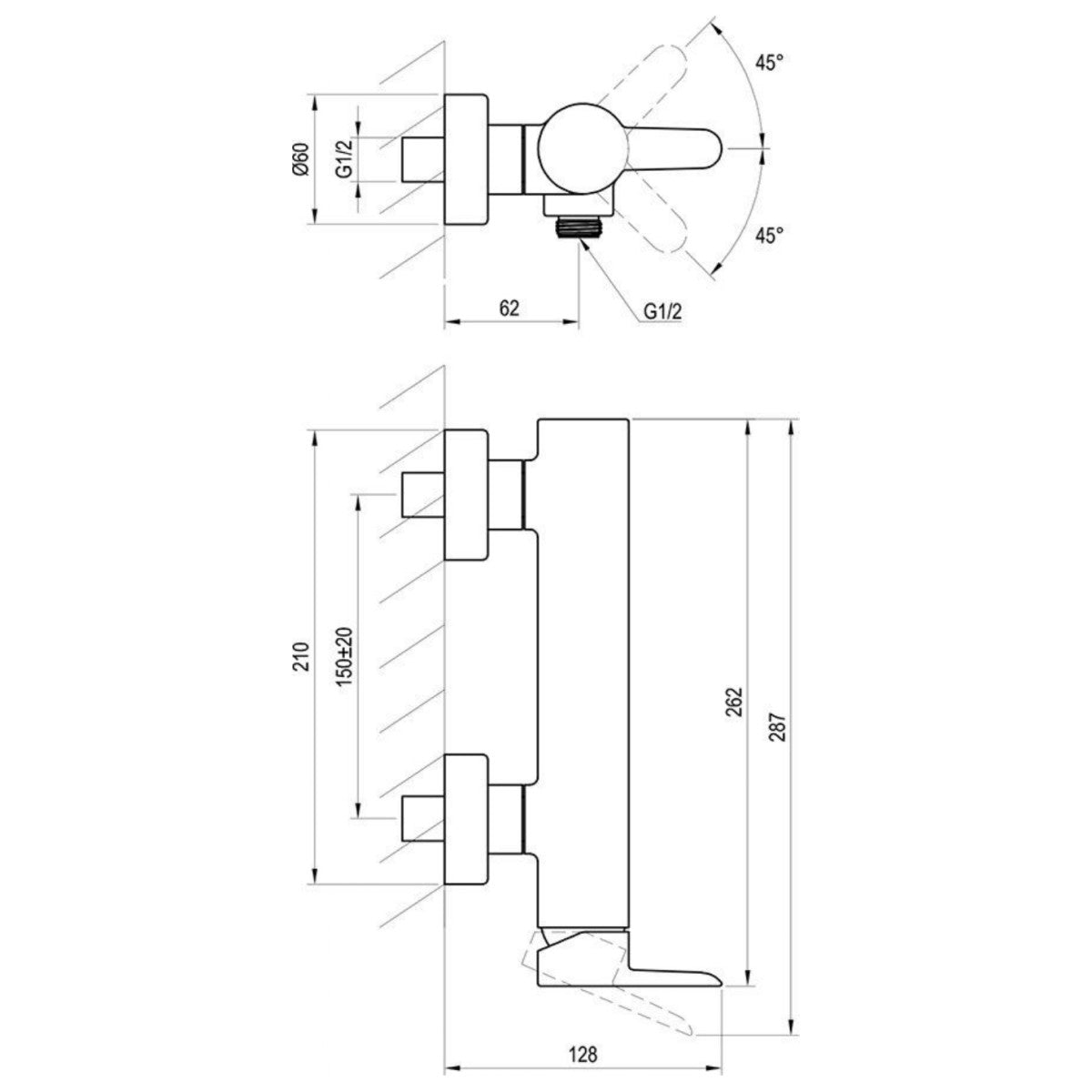 X070145 Ravak Puri stenska armatura za tuš