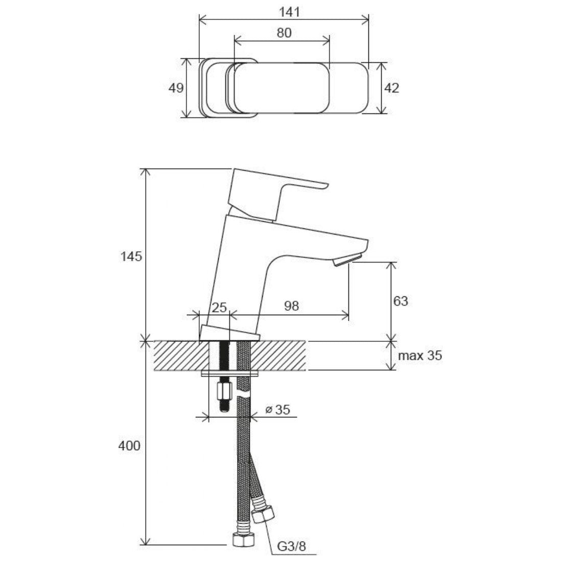 X070148 Ravak 10° Free armatura za umivalnik črna