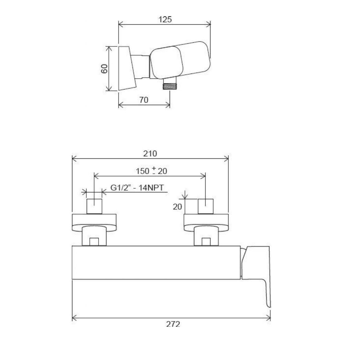 X070153 Ravak 10° Free stenska armatura za tuš črna