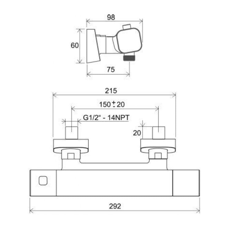 X070154 Ravak 10° Free termostatska armatura za tuš črna