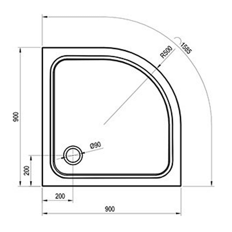 XA247701010 Ravak Chrome 90 x 90 cm polkrožna tuš kad iz litega marmorja