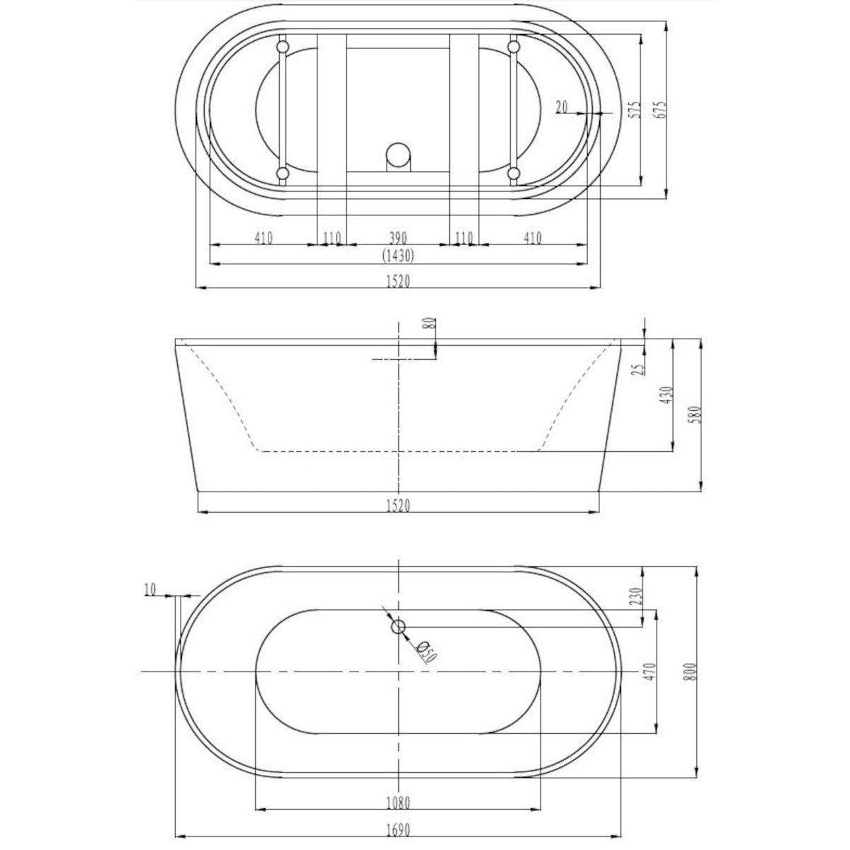 ZA1700 SIKO Zara prostostoječa kopalna kad iz akrila