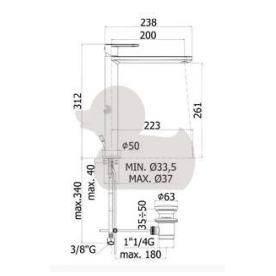 Armature CA085 Paffoni Pavia visoka armatura za umivalnik | KOPALNICA-ONLINE.SI
