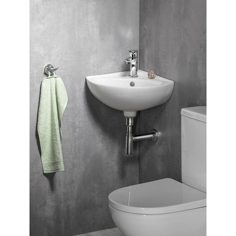 FS161 Sapho Luigi 34 x 34 cm kotni stenski keramični umivalnik z odprtino za armaturo