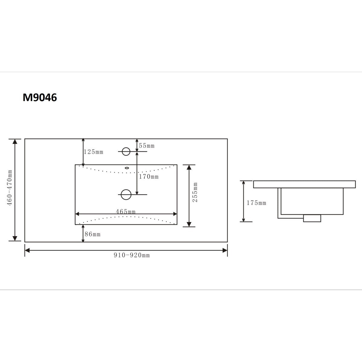 M9046 Naturel Modena 91 x 46 cm vgradni keramični umivalnik z odprtino za armaturo