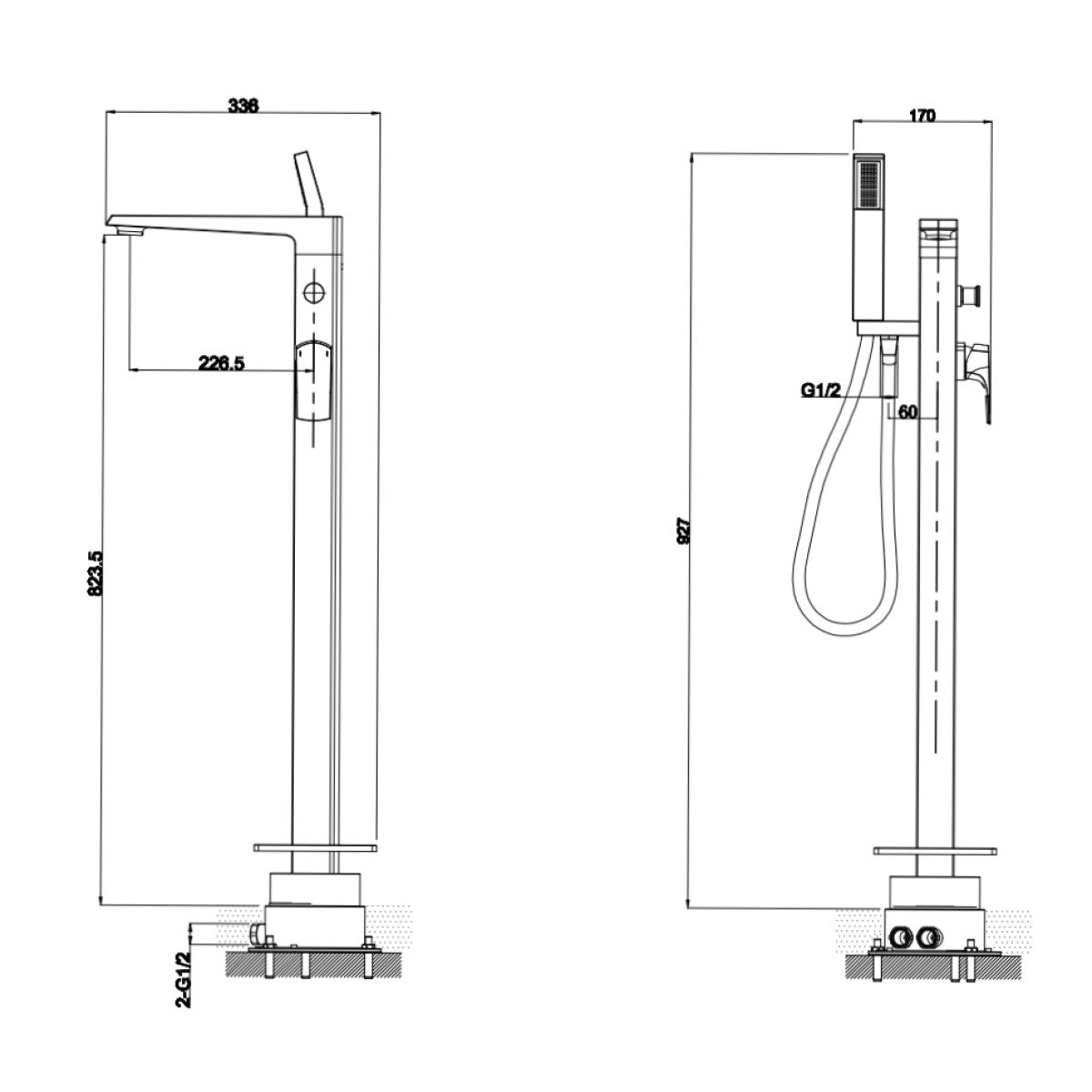 OPBVANBAT002 Optima samostoječa armatura za kad s tuš setom