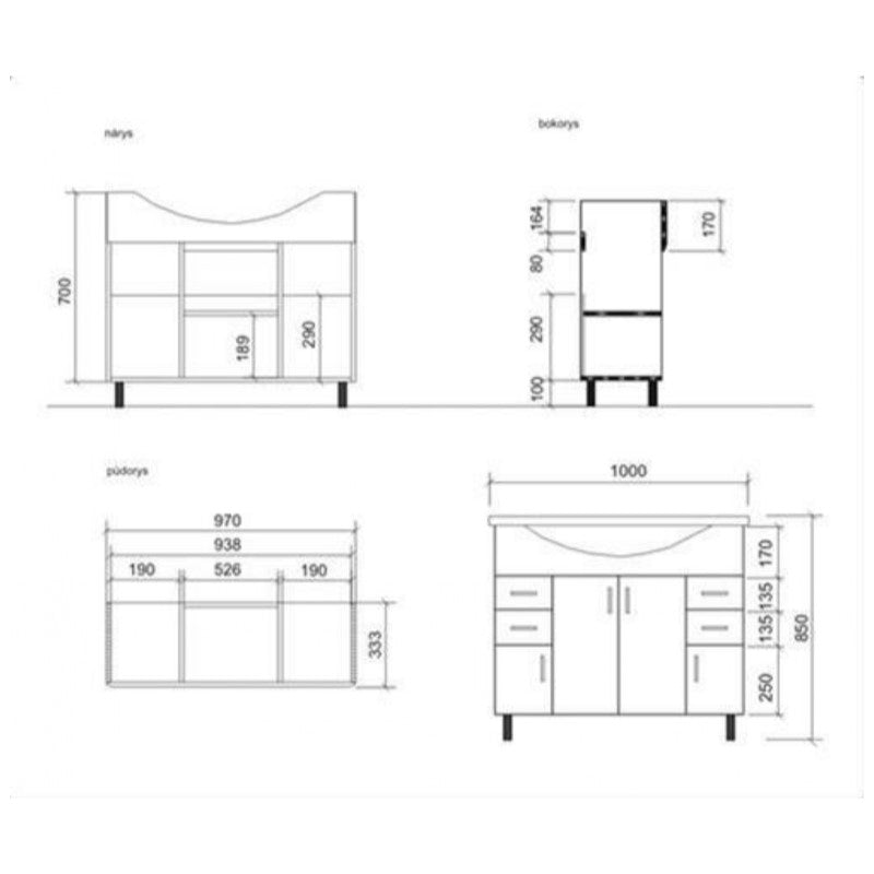 PRO100DV Naturel Keramia Pro 102 x 55 cm umivalnik z omarico
