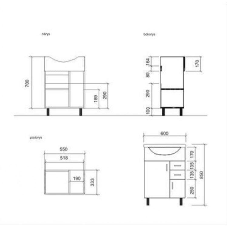 PRO60DV Naturel Keramia Pro 60 x 50 cm umivalnik z omarico