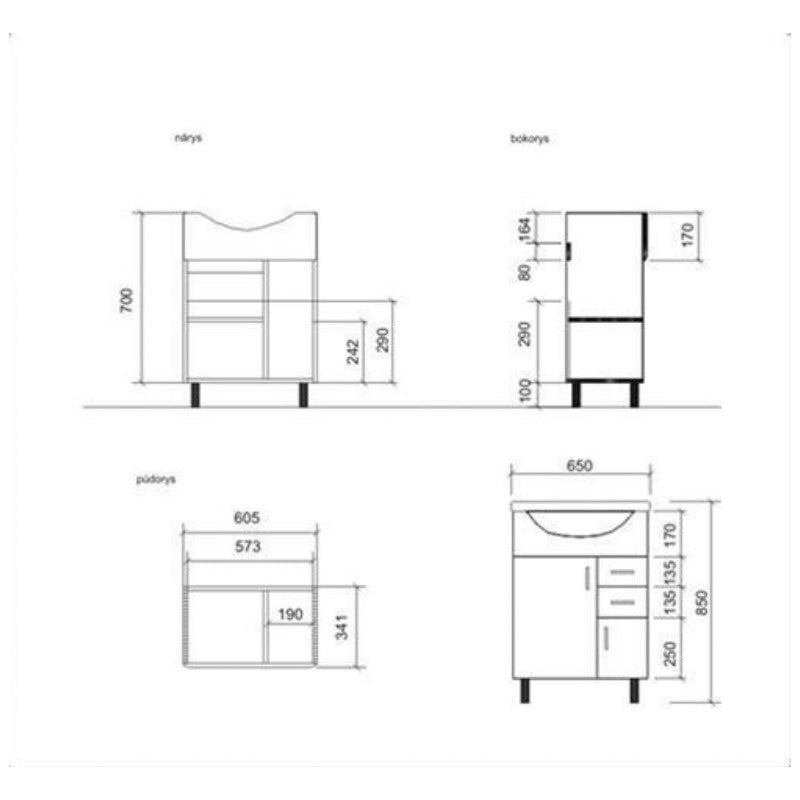 PRO65DV Naturel Keramia Pro 65,8 x 51,4 cm umivalnik z omarico