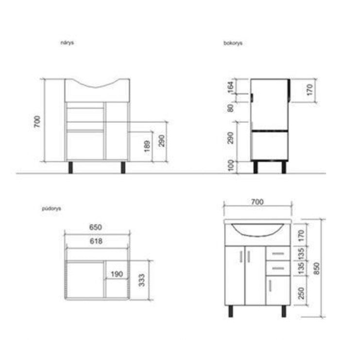 PRO70DV Naturel Keramia Pro 70,5 x 50,5 cm umivalnik z omarico