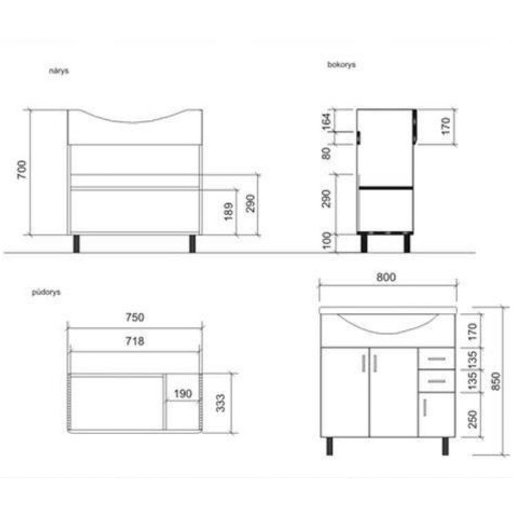 PRO80DV Naturel Keramia Pro 80 x 50 cm umivalnik z omarico