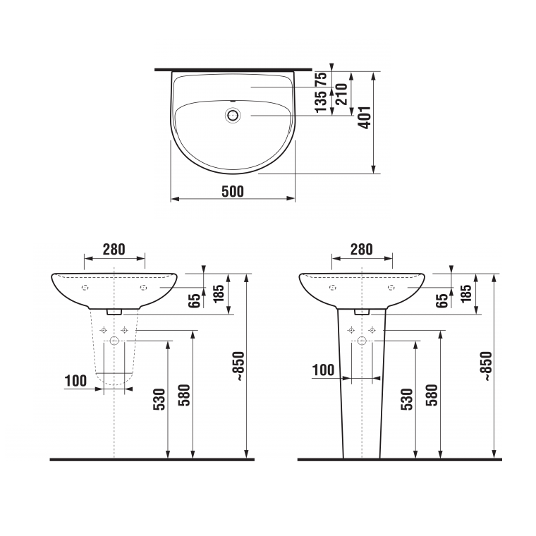 H8143810001091 Jika Lyra Plus 50 x 41 cm stenski keramični umivalnik brez odprtine za armaturo