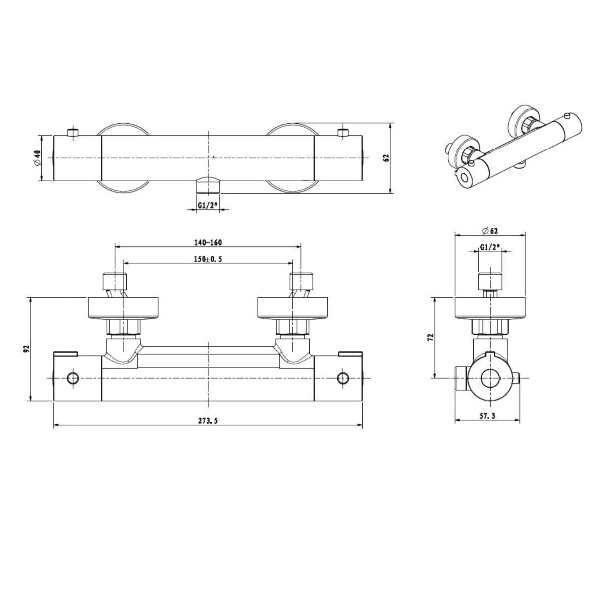 SIKOBST268 Optima stenska termostatska armatura za tuš