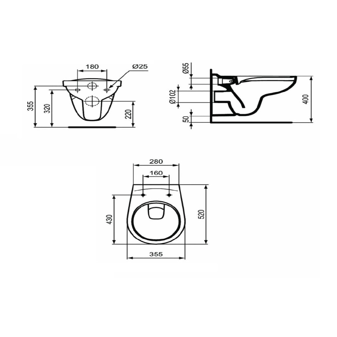 KMPLSIKOTSCR S-line Pro brezrobna WC školjka s kompletom TECE 9400412