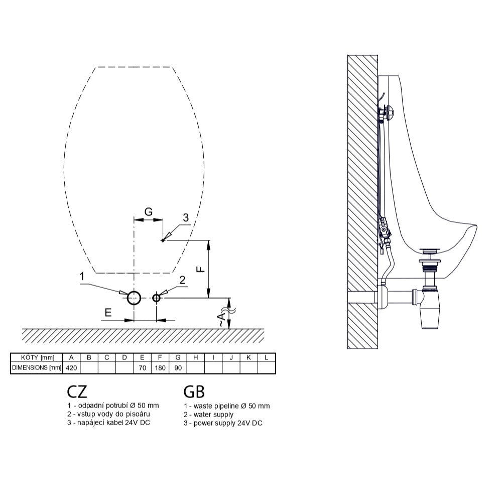 SLP17 Sanela Domino pisoar s senzorjem splakovanja