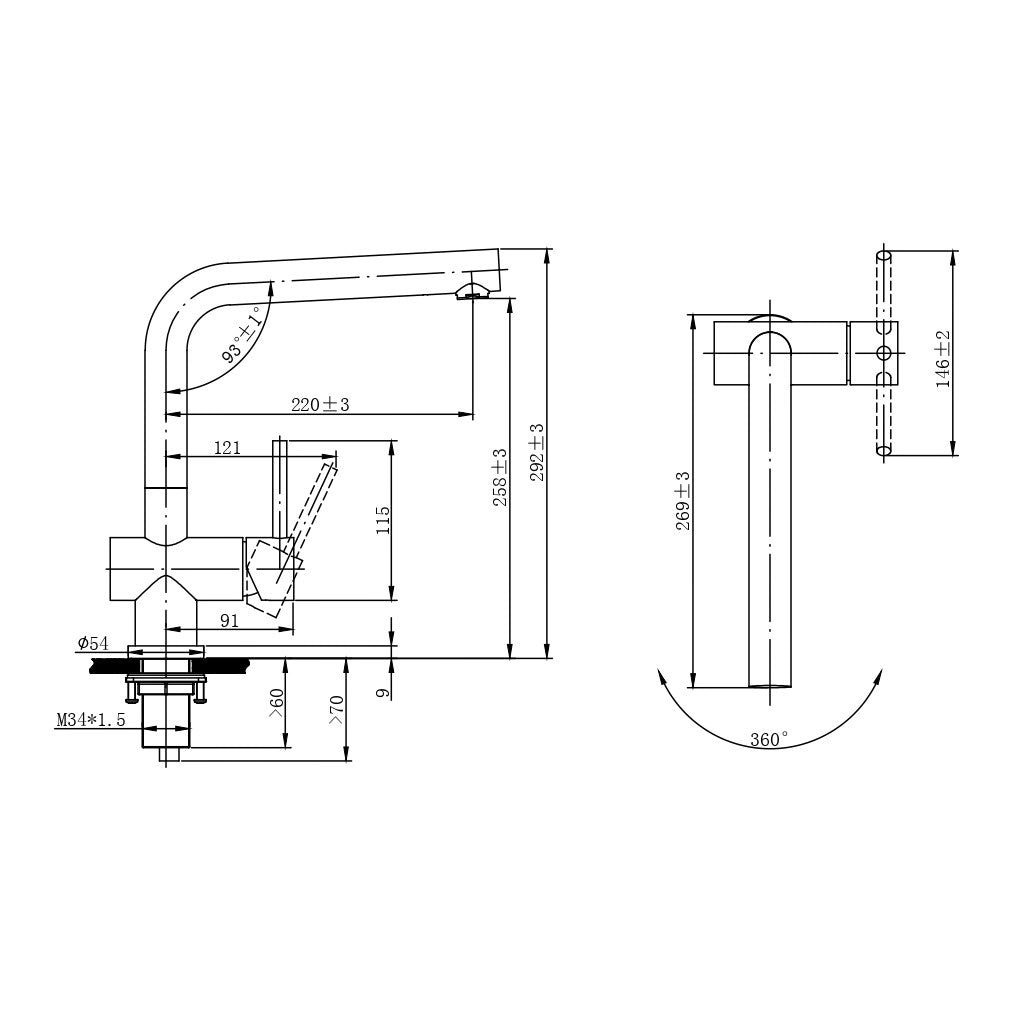 STNRZ185 SIKO Steel vrtljiva kuhinjska armatura