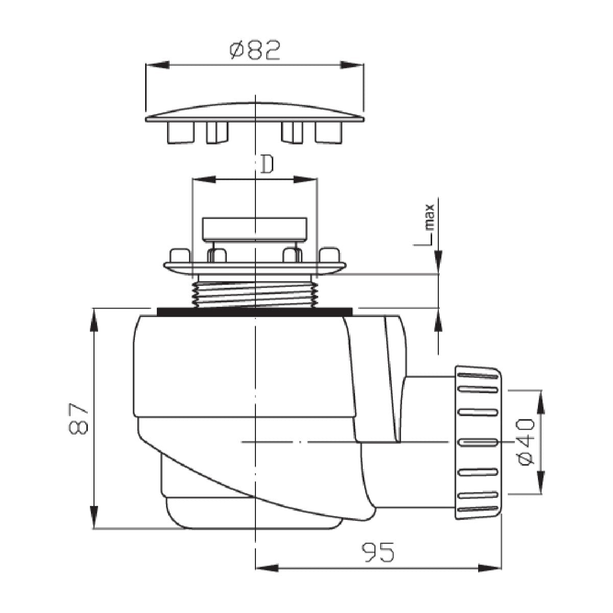 E484CR54 Multi sifon za tuš kad 50 mm