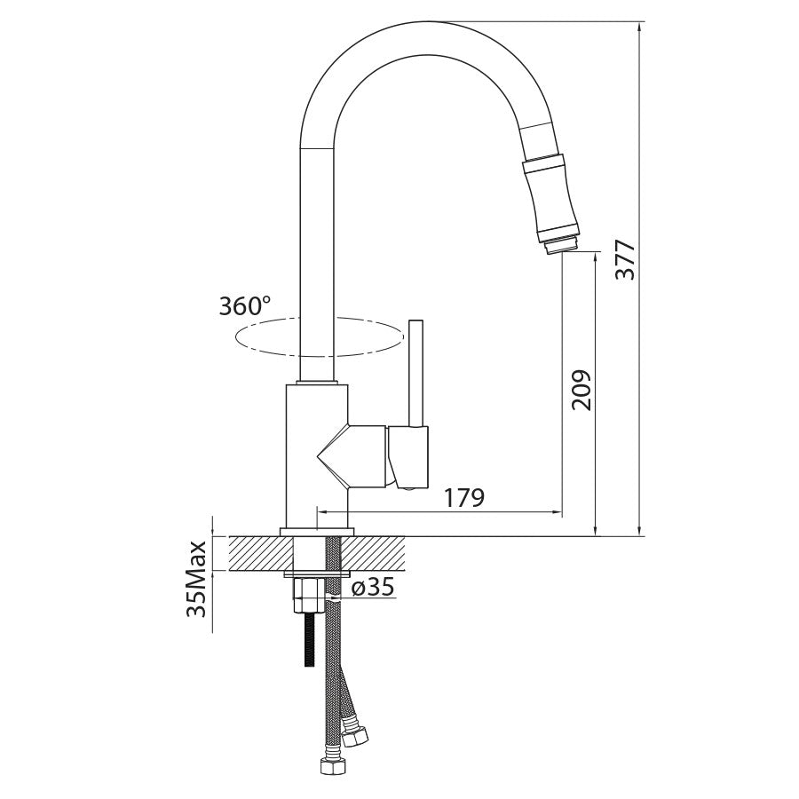 OPS293 Optima vrtljiva izvlečna kuhinjska armatura
