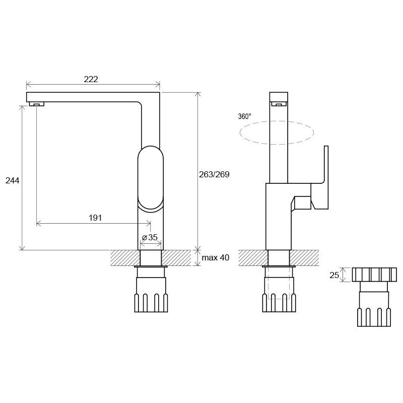 X070054 Ravak Chrome vrtljiva kuhinjska armatura