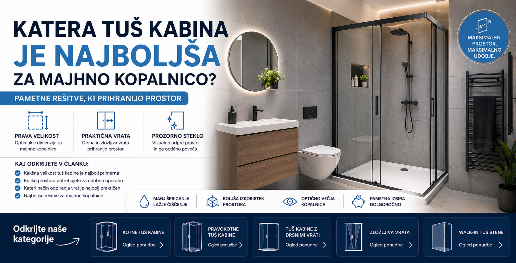 Katera tuš kabina je najboljša za majhno kopalnico