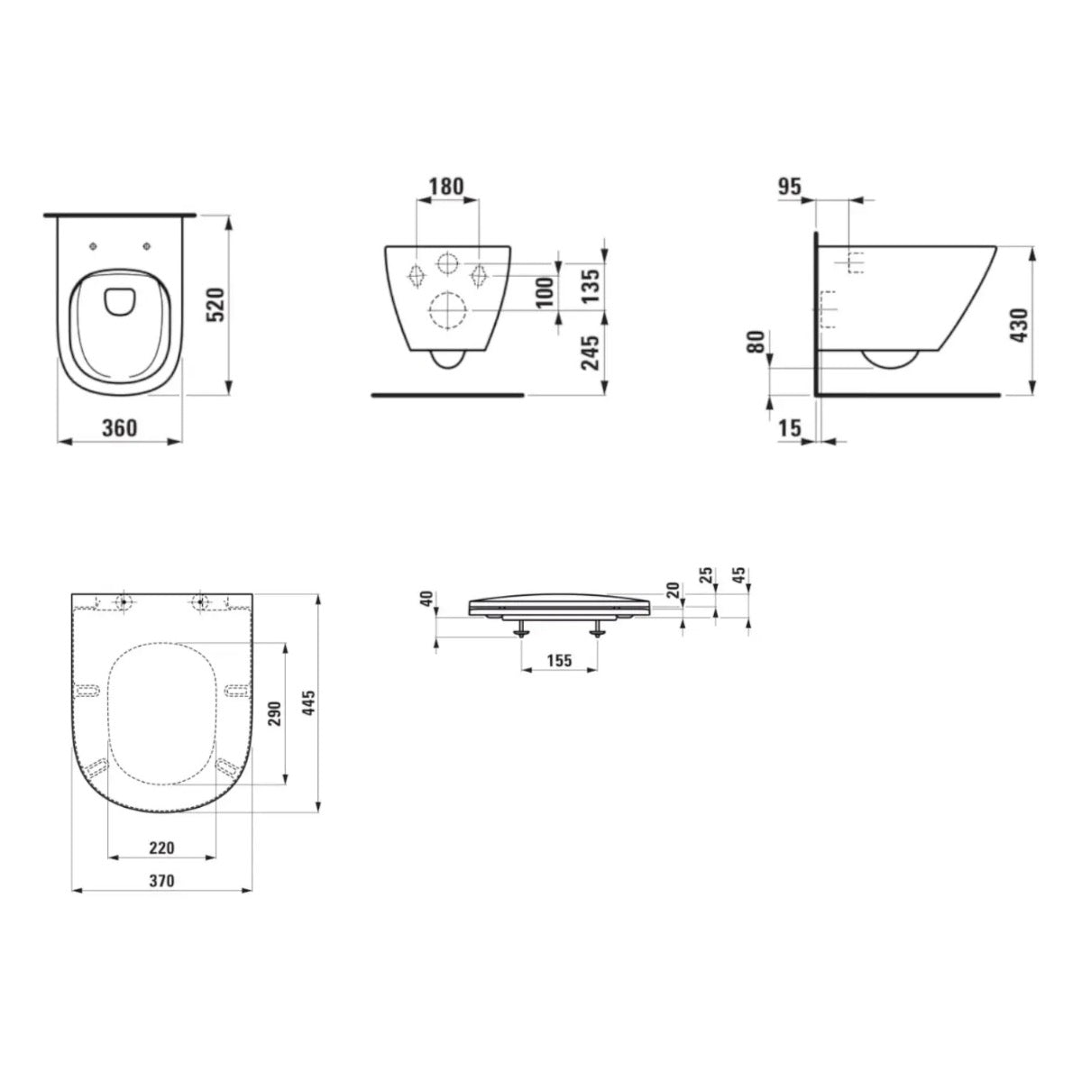 H8660800000001 Laufen Lua viseča brezrobna WC školjka z WC desko s počasnim zapiranjem