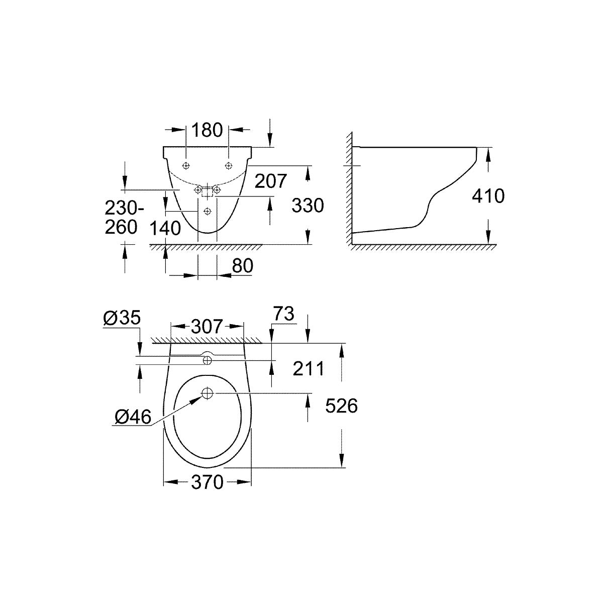 39433000 Grohe Bau Ceramic viseči bide