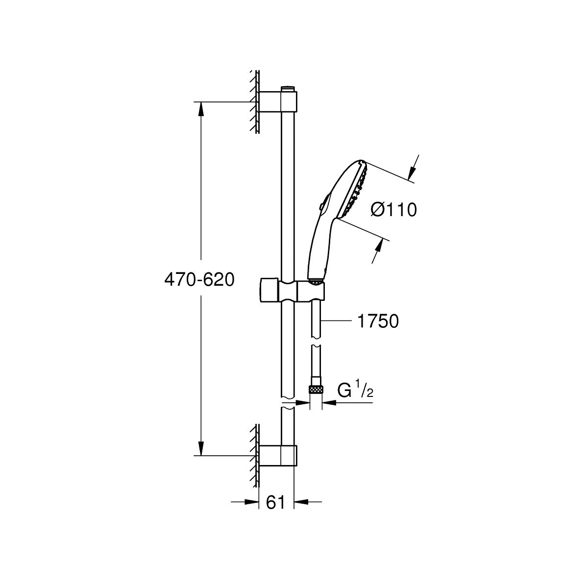269152433 Grohe Tempesta 110 tuš set brez armature