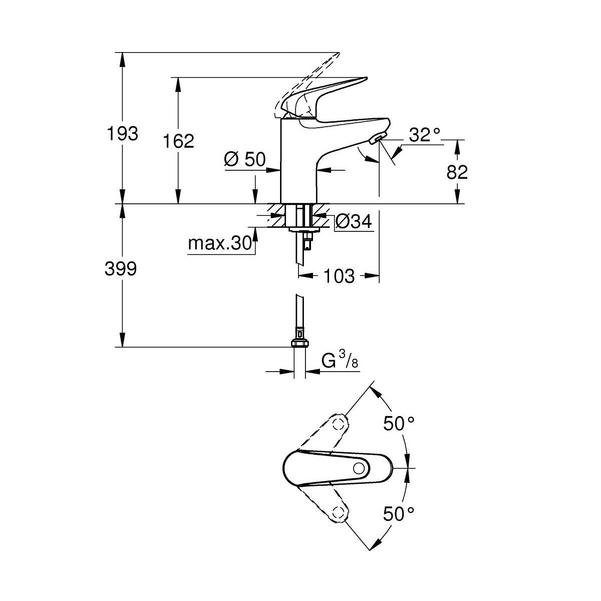 32734001 Grohe Euroeco armatura za umivalnik