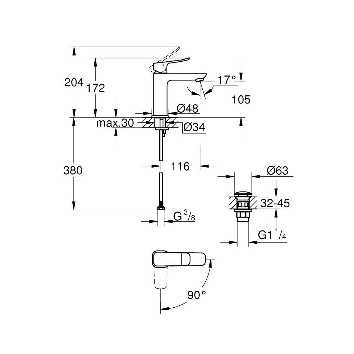1018360000 Grohe Dice Cold Start armatura za umivalnik