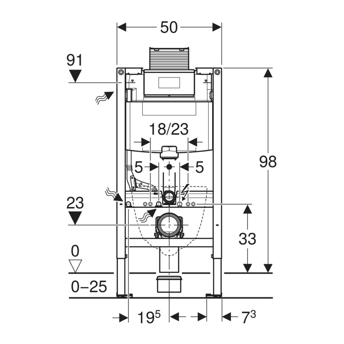 111.030.00.2 Geberit Duofix Omega 98 cm podometni splakovalnik za WC školjko