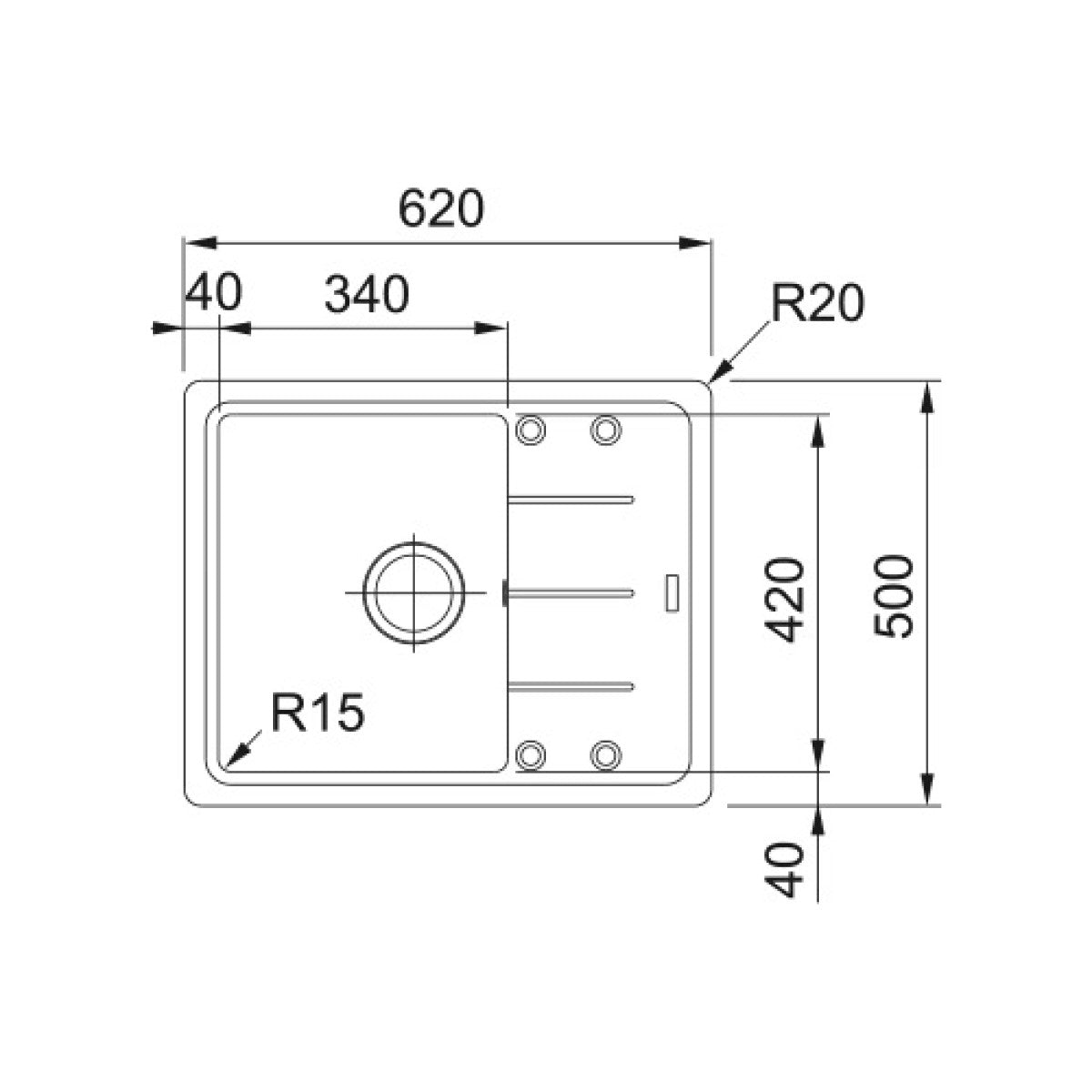 114.0285.103 Franke Basis BFG 611-62 pomivalno korito iz umetnega kamna