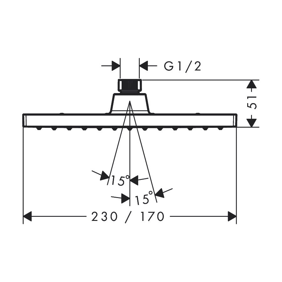 26096000 Hansgrohe Vernis Shape 230 LowPressure 1jet nadglavna prha
