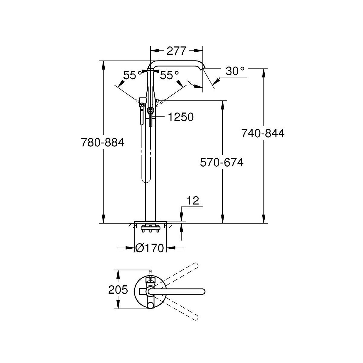 23491GN1 Grohe Essence New samostoječa armatura za kad s tuš setom