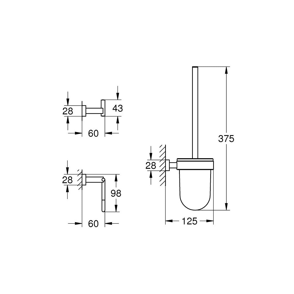 40757001 Grohe Essentials Cube komplet kopalniških dodatkov