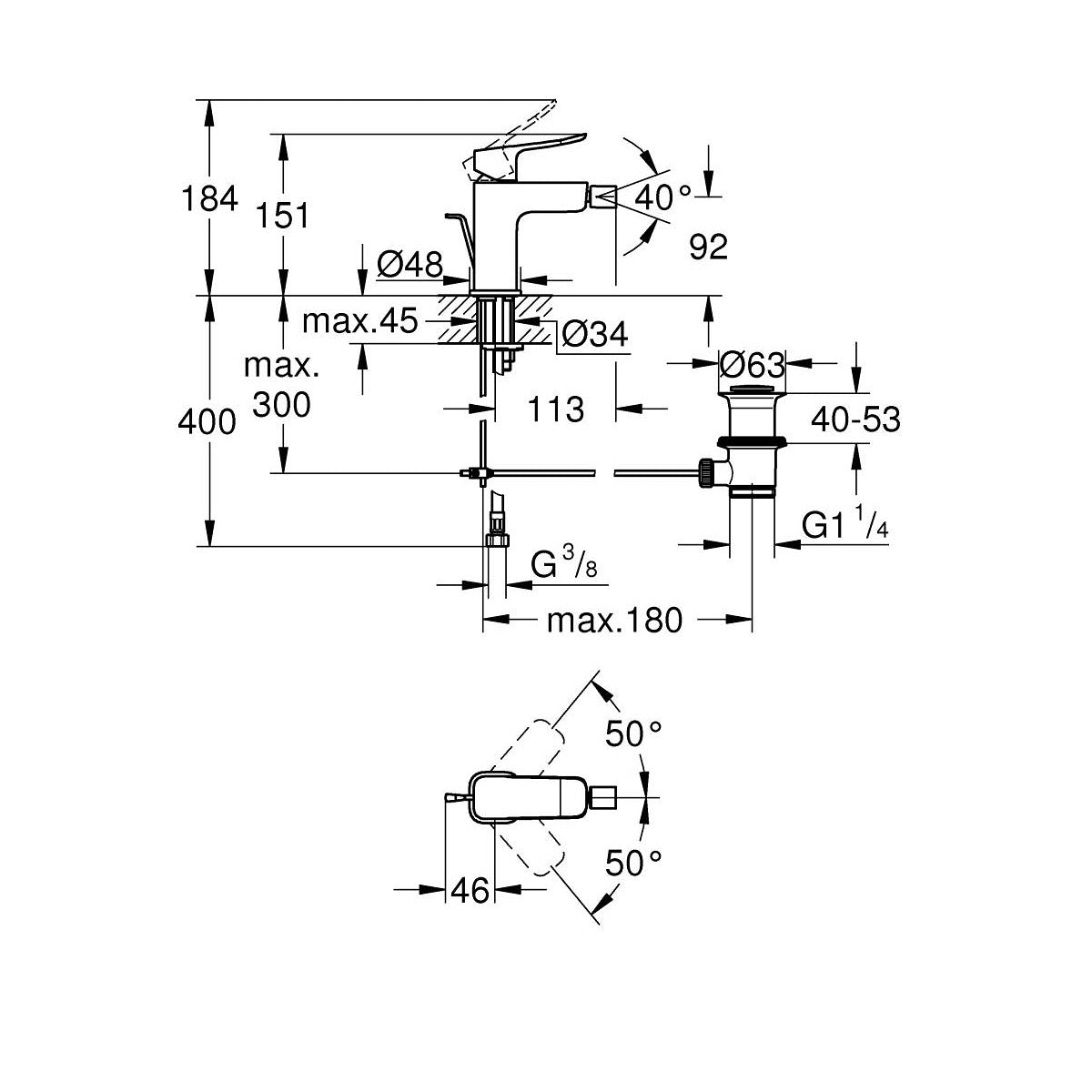 1018772430 Grohe Dice armatura za bide