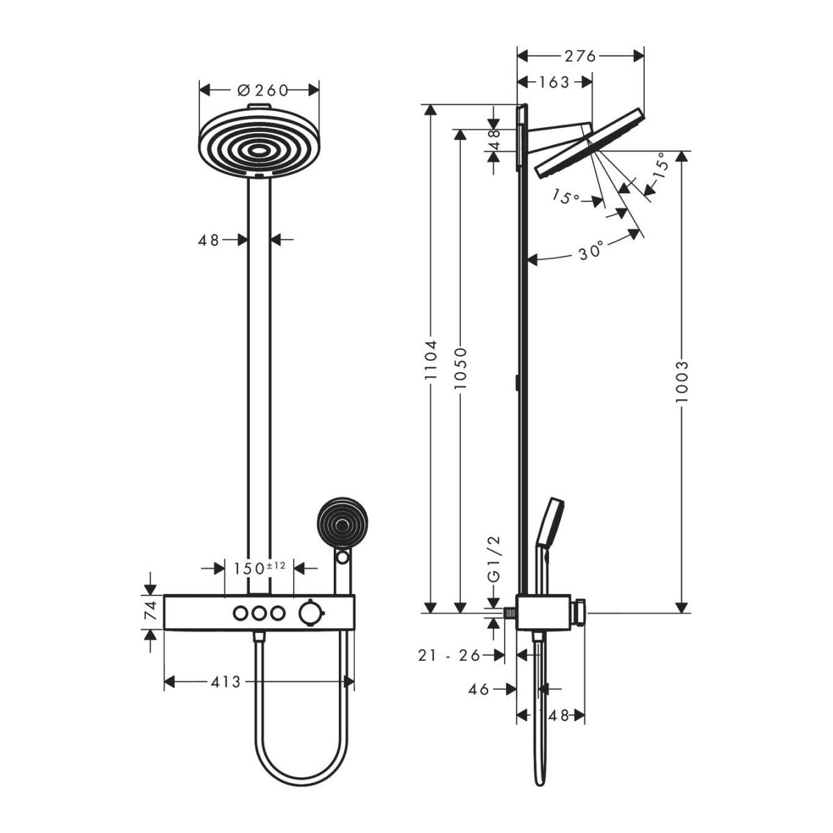 24241000 Hansgrohe Pulsify S 260 EcoSmart termostatska armatura za tuš s tuš setom